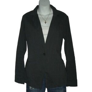 Eileen Fisher Blazer Gray Linen Old Money Quiet Luxury Preppy Academia Jacket S
